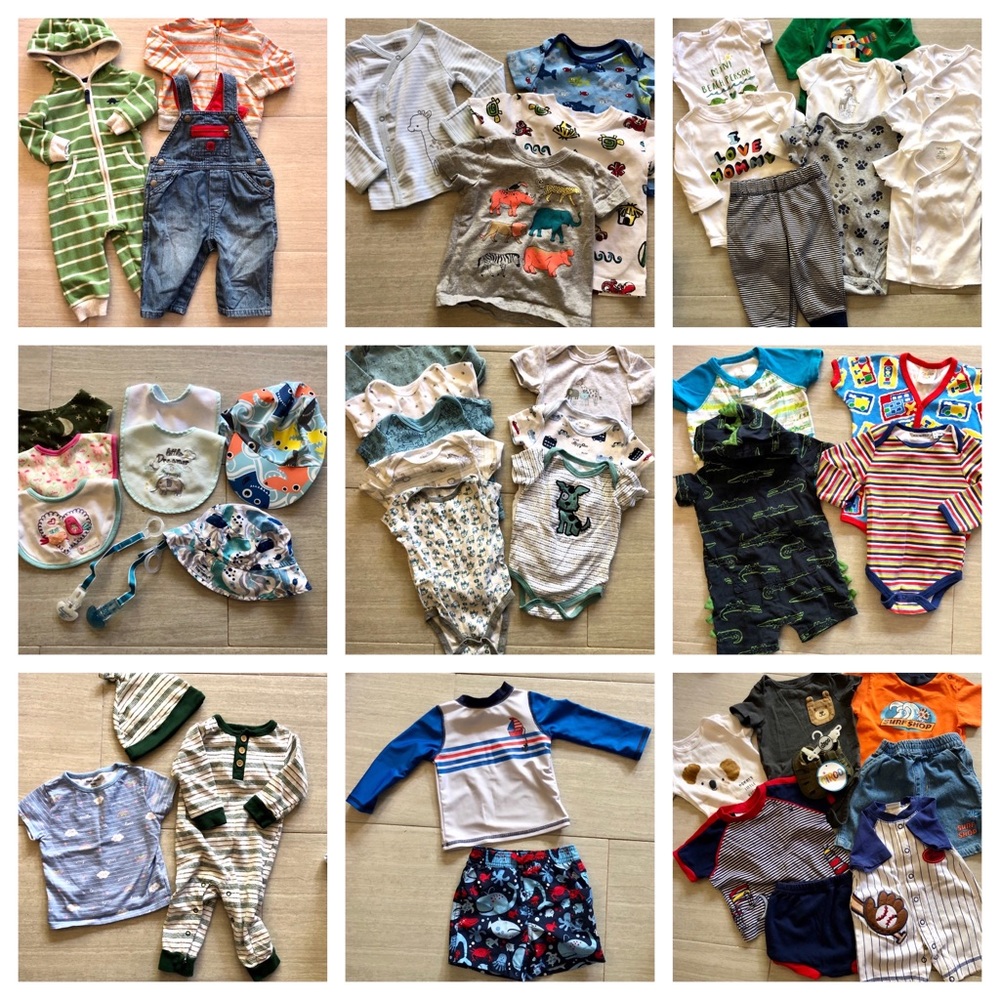 50 Piece Lot of Baby Boys Infant Clothing Accessories Mostly 6 Months 6-9 Months